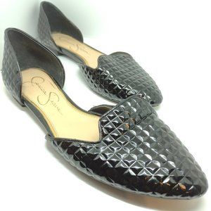 Jessica Simpson Renonna Black Waffle Embossed Flat Size 5 M